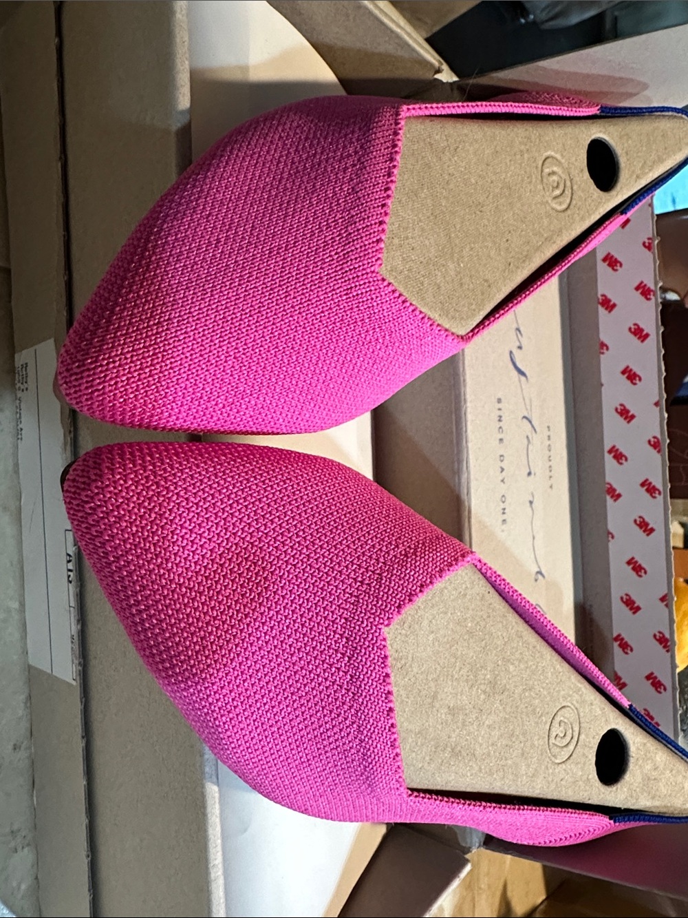 Rothy's Hot Pink Pointed Knit Flats